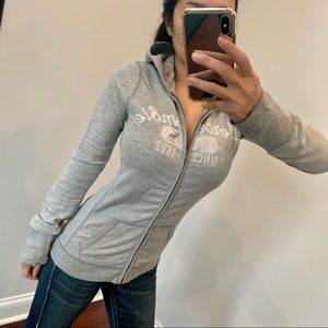 Abercrombie hoodie Kid Girl Large Women Small Zip up jacket grey